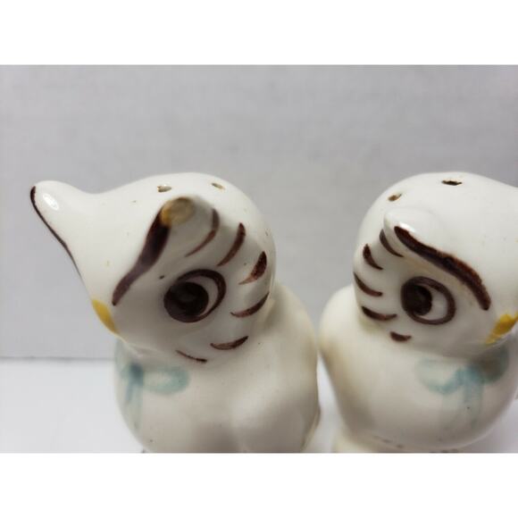 Vtg Shawne Ceramic Owl Salt & Pepper Shaker Set Handpainted Pottery - Picture 2 of 10